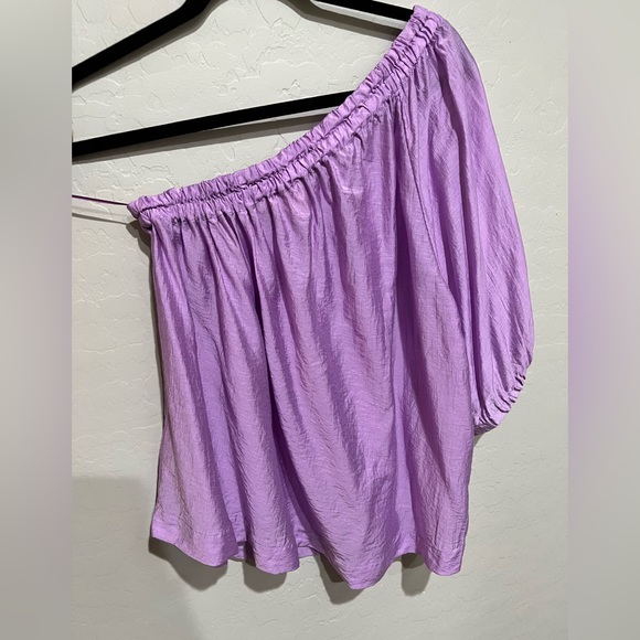 Maeve for Anthropologie Lilac Leonie One Shoulder Top Size Small - Picture 6 of 9